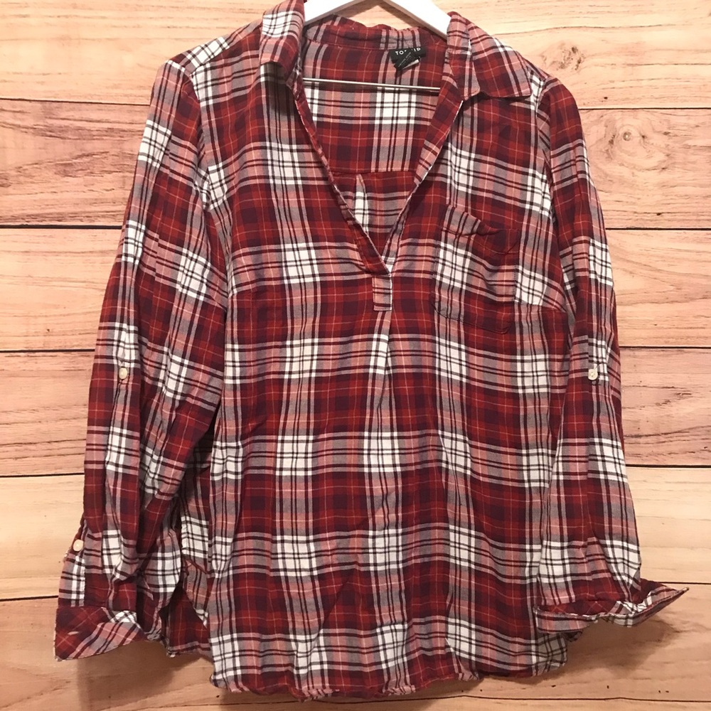 Torrid Twill Plaid Popover Blouse/Top